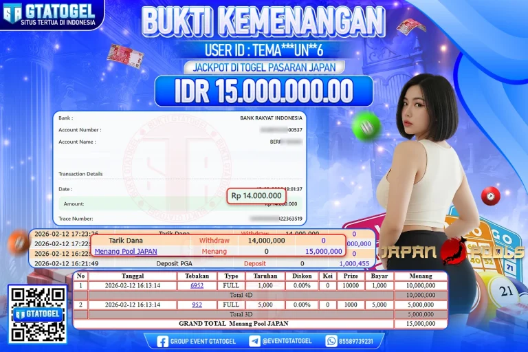 BUKTI KEMENANGAN GTATOGEL NEW ( TGL 12 - 02 - 2026 ) V2